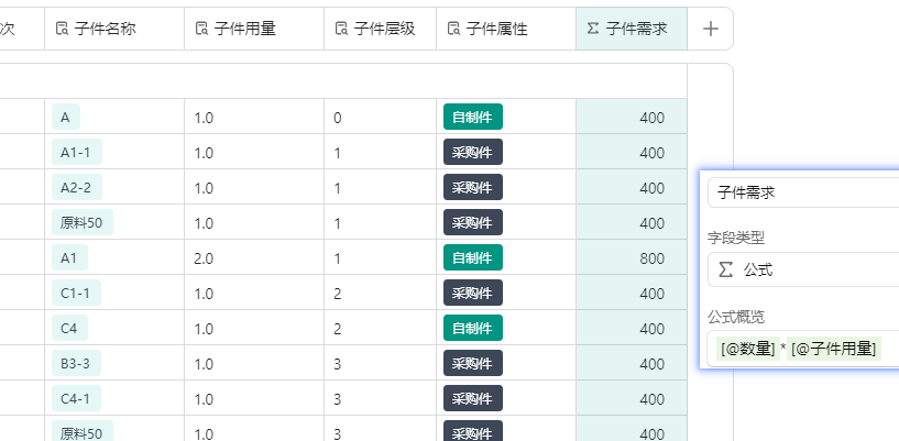 第12天:用多维表格“手搓”一个简易ERP(MRP全阶运算篇)