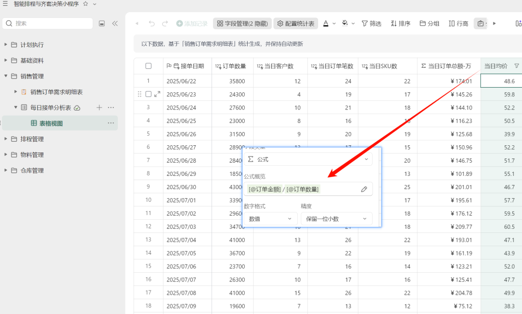 多维表格:从接单到均价的多维度洞察