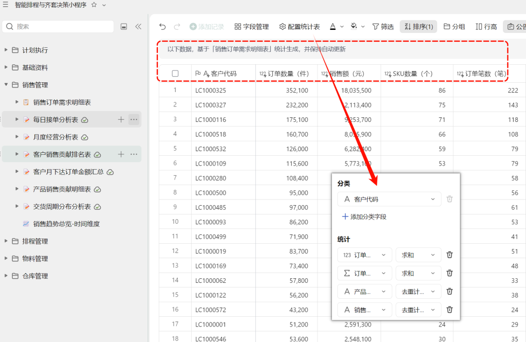多维表格:构建客户维度的销售贡献分析