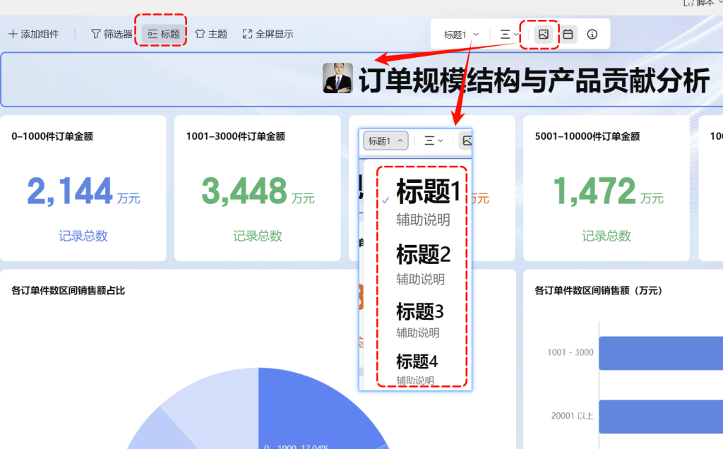 多维表格:订单规模结构与产品贡献看板