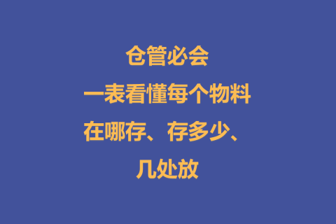 仓管必会：一表看懂每个物料在哪存、存多少、几处放