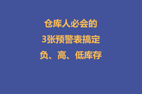 仓库人必会的3张预警表：搞定负、高、低库存
