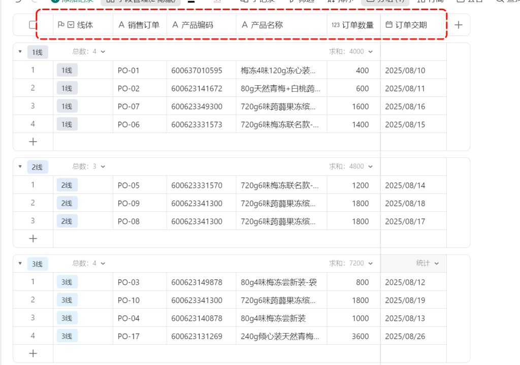 多维表格:一键进行订单自动排程