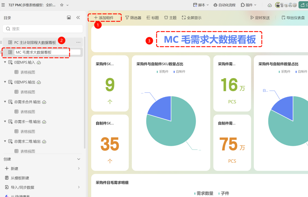 PMC多维表格模型13:全阶毛需求运算表 - 3
