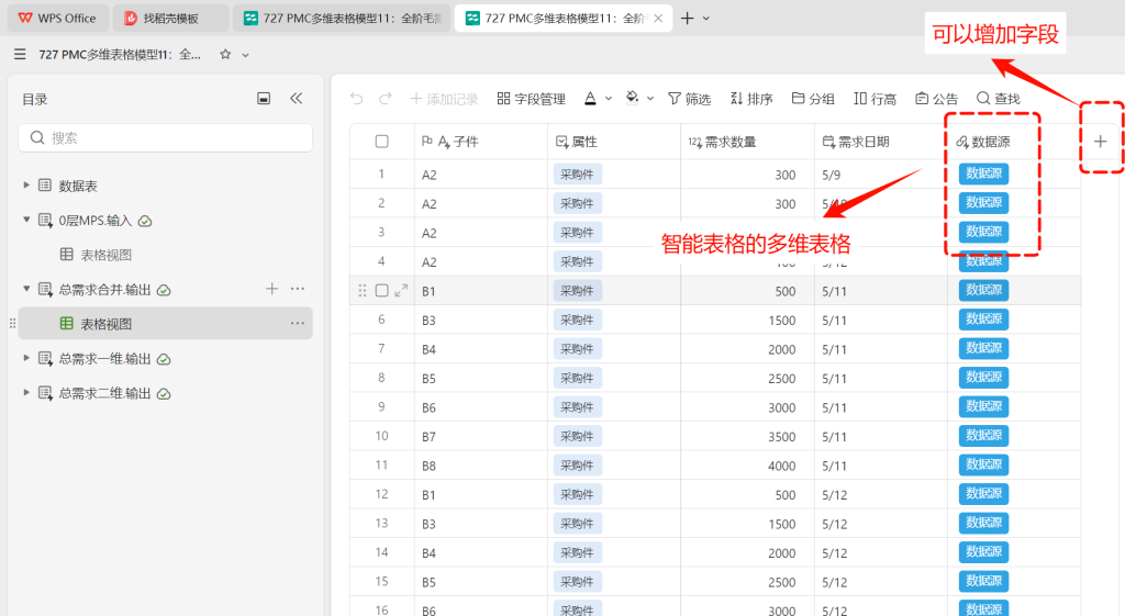 PMC多维表格模型11:全阶毛需求运算表 - 1