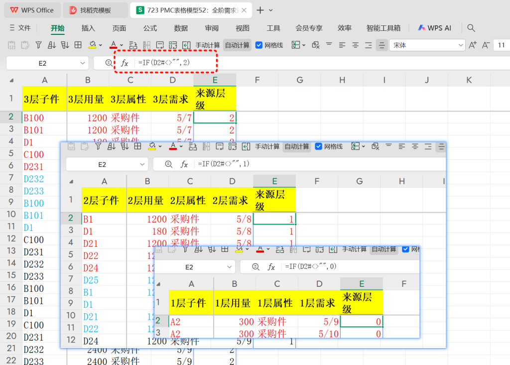 PMC表格模型52：全阶毛需求运算表 -6