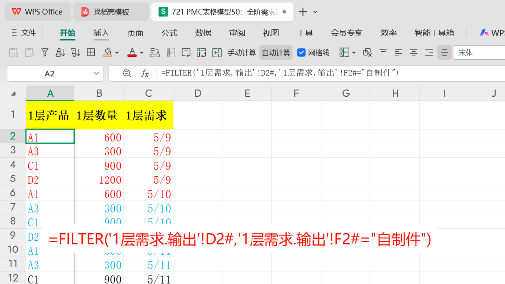 PMC表格模型50:全阶毛需求运算表 -4
