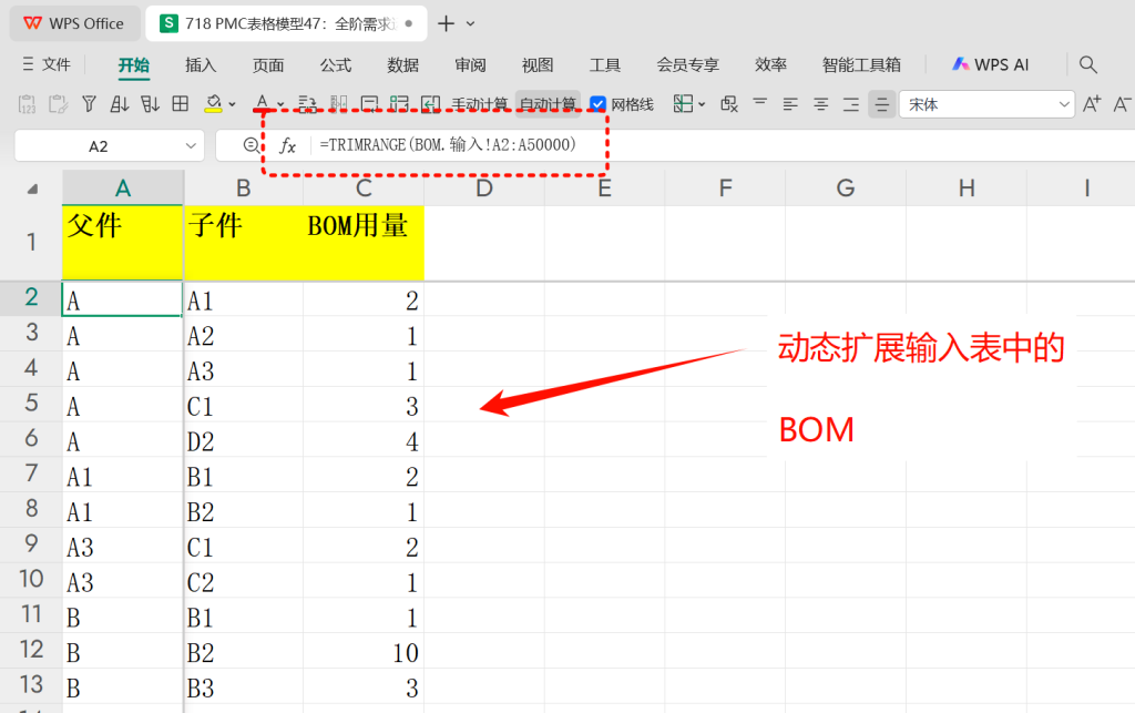PMC表格模型47:全阶毛需求运算表 -1
