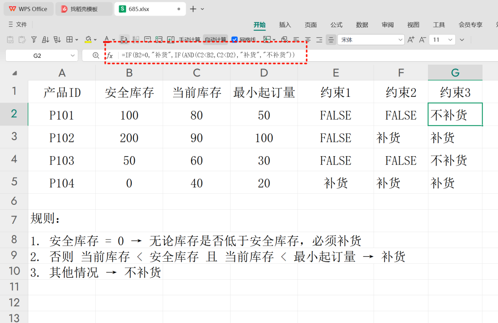 PMC表格模型32:库存补货模型