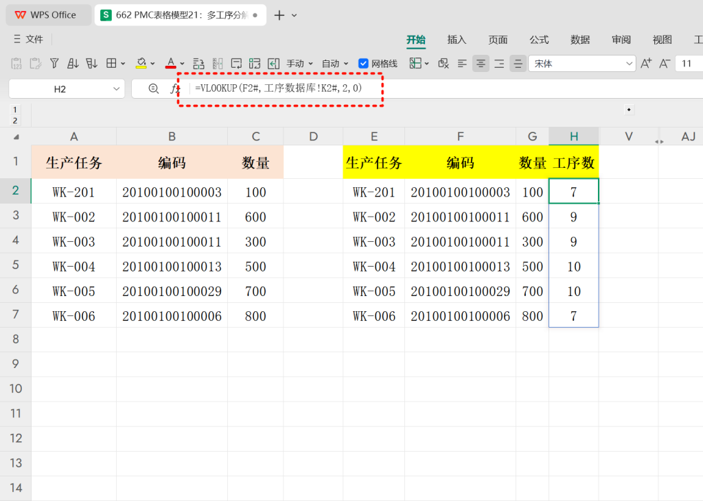 PMC表格模型21:排程工序分解模型