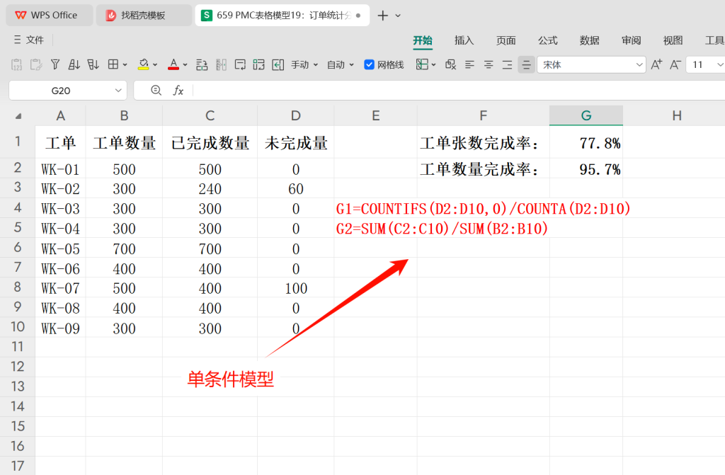 PMC表格模型20:多条件订单统计分析模型