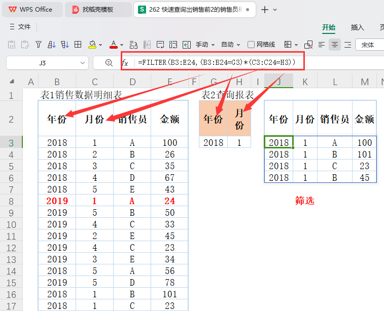 快速查询出销售前2的销售员和销售金额并排序