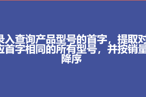 录入查询产品型号的首字，提取对应首字相同的所有型号，并按销量降序
