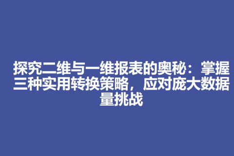 探究二维与一维报表的奥秘：掌握三种实用转换策略，应对庞大数据量挑战
