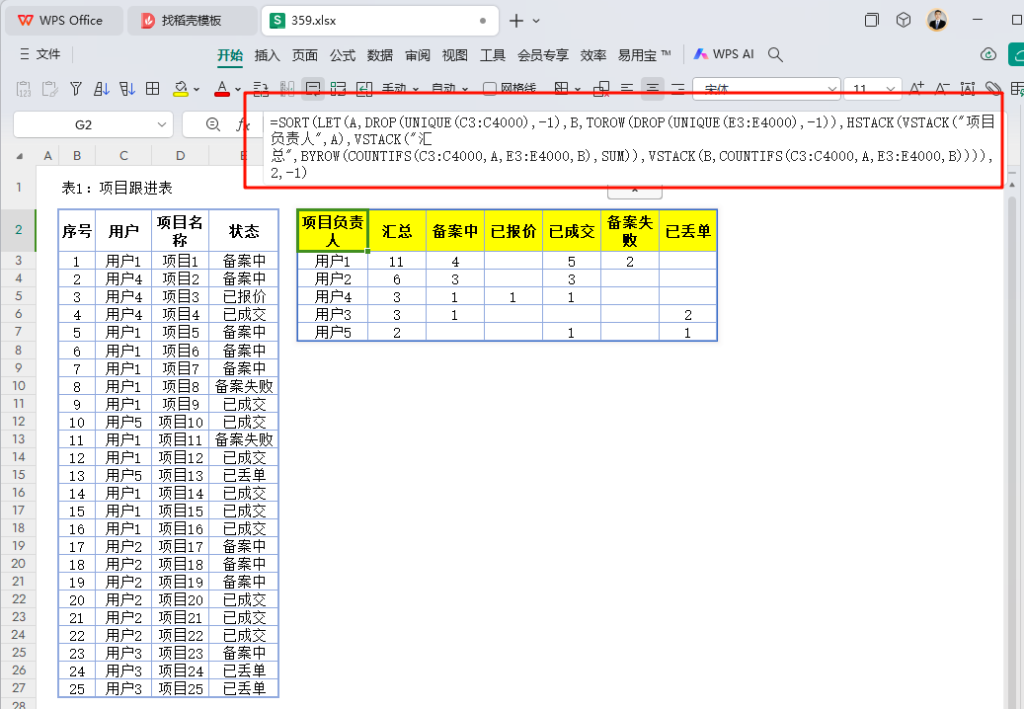 告别手动更新:WPS动态数组公式助力项目跟进表实现全自动化统计