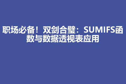职场必备！双剑合璧：SUMIFS函数与数据透视表应用