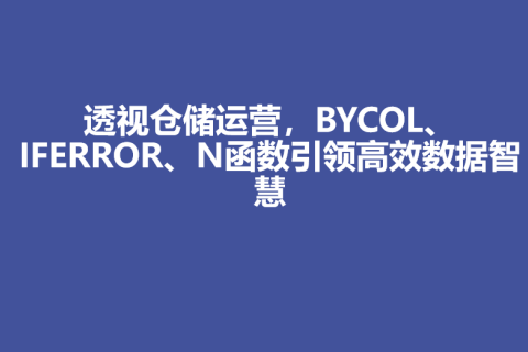 透视仓储运营，BYCOL、IFERROR、N函数引领高效数据智慧