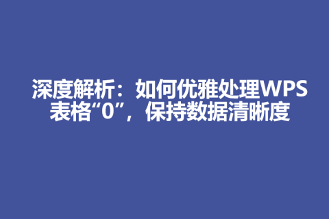 深度解析：如何优雅处理WPS表格“0”，保持数据清晰度