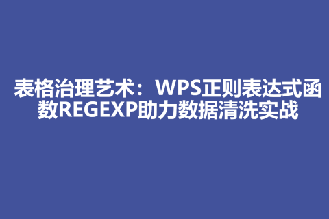 表格治理艺术：WPS正则表达式函数REGEXP助力数据清洗实战