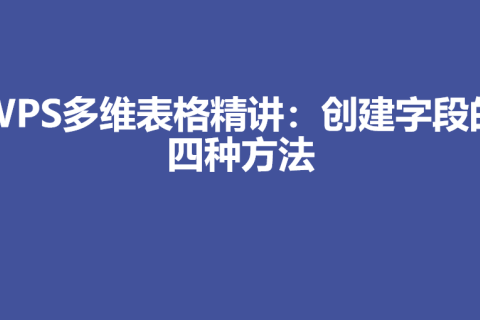 WPS多维表格精讲：创建字段的四种方法